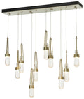 Link 10-Light Rectangular Pendant - Brass - Clear Glass - Standard Height
