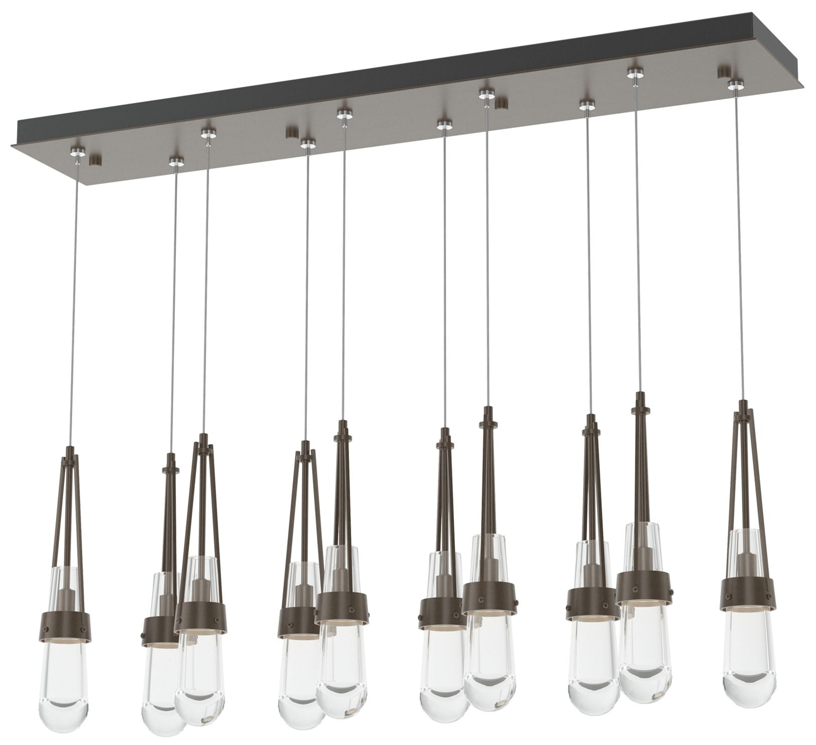 Link 44.5" Rectangular Bronze Long Pendant with Clear Glass