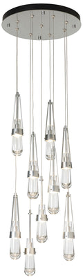 Link 9-Light Round Pendant - Sterling - Clear Glass - Standard Height