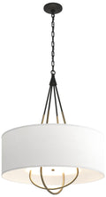Loop Pendant - Black Finish - Soft Gold Accents - Natural Anna Shade