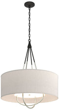 Loop Pendant - Black Finish - Sterling Accents - Flax Shade