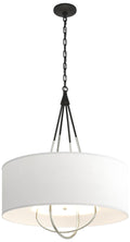 Loop Pendant - Black Finish - Sterling Accents - Natural Anna Shade