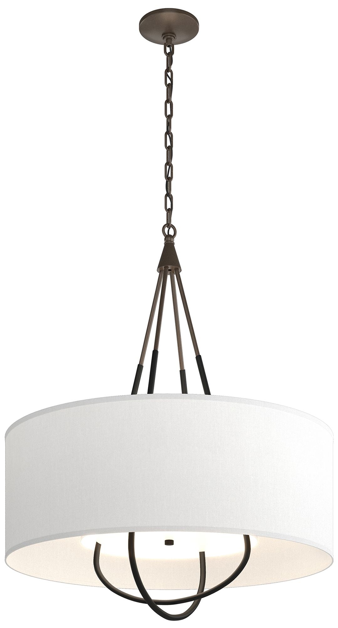 Loop Pendant - Bronze Finish - Black Accents - Natural Anna Shade