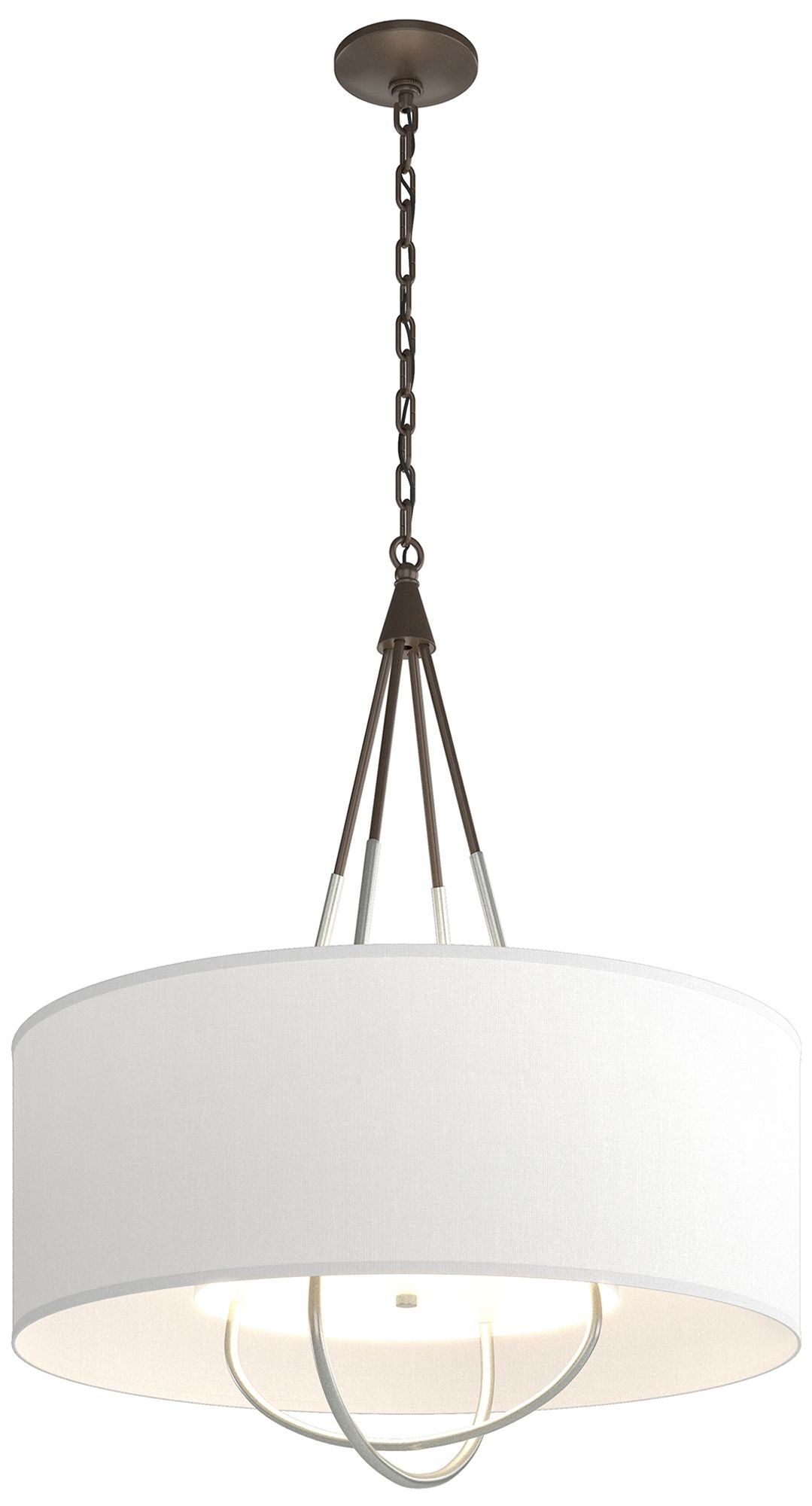 Loop Pendant - Bronze Finish - Platinum Accents - Natural Anna Shade
