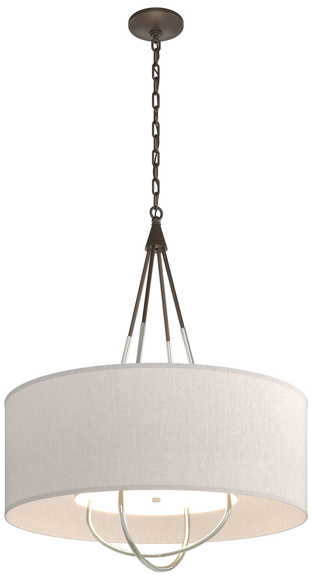 Loop Pendant - Bronze Finish - Sterling Accents - Flax Shade