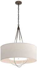 Loop Pendant - Bronze Finish - Vintage Platinum Accents - Flax Shade