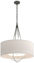 Loop Pendant - Natural Iron Finish - Vintage Platinum Accents - Flax Shade