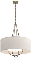 Loop Pendant - Soft Gold Finish - Bronze Accents - Flax Shade