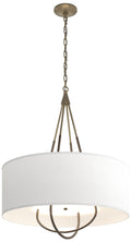 Loop Pendant - Soft Gold Finish - Bronze Accents - Natural Anna Shade
