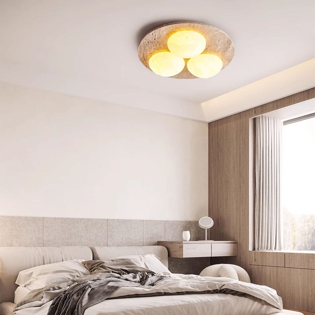 Lunara Travertine Orb Ceiling Light