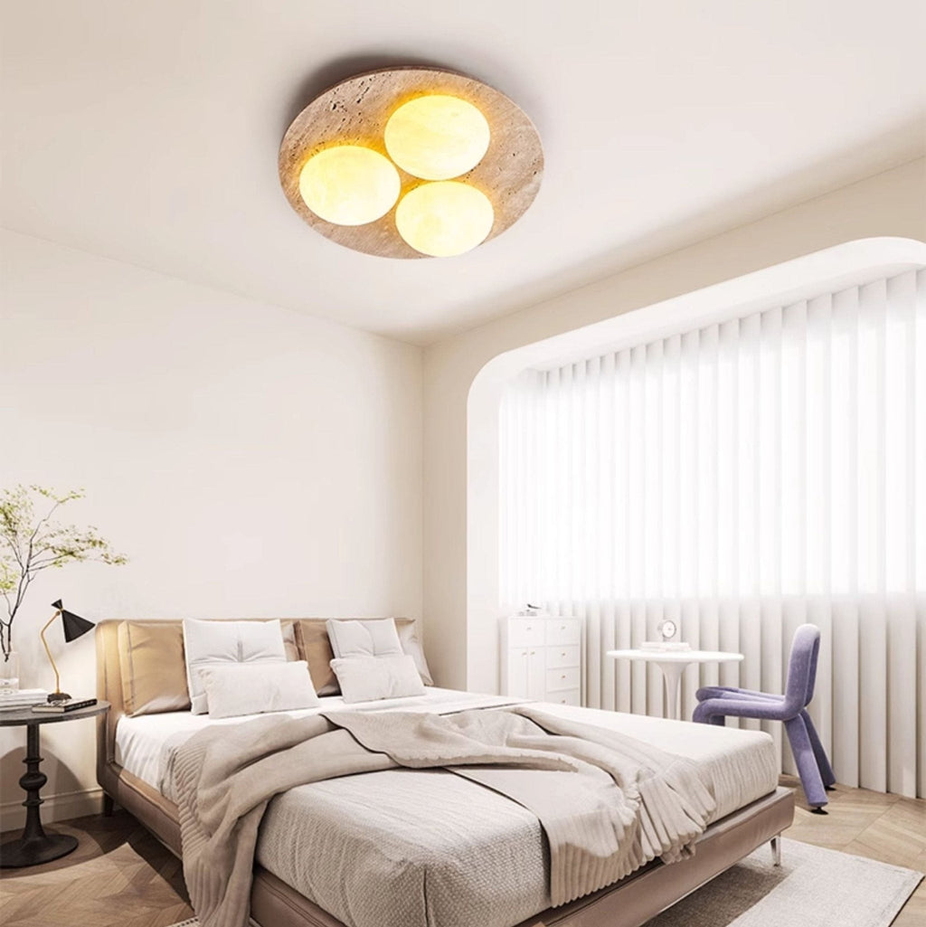 Lunara Travertine Orb Ceiling Light