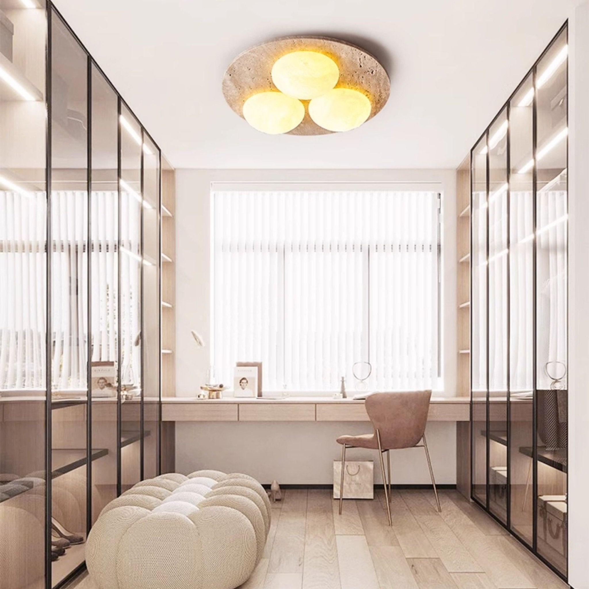Lunara Travertine Orb Ceiling Light
