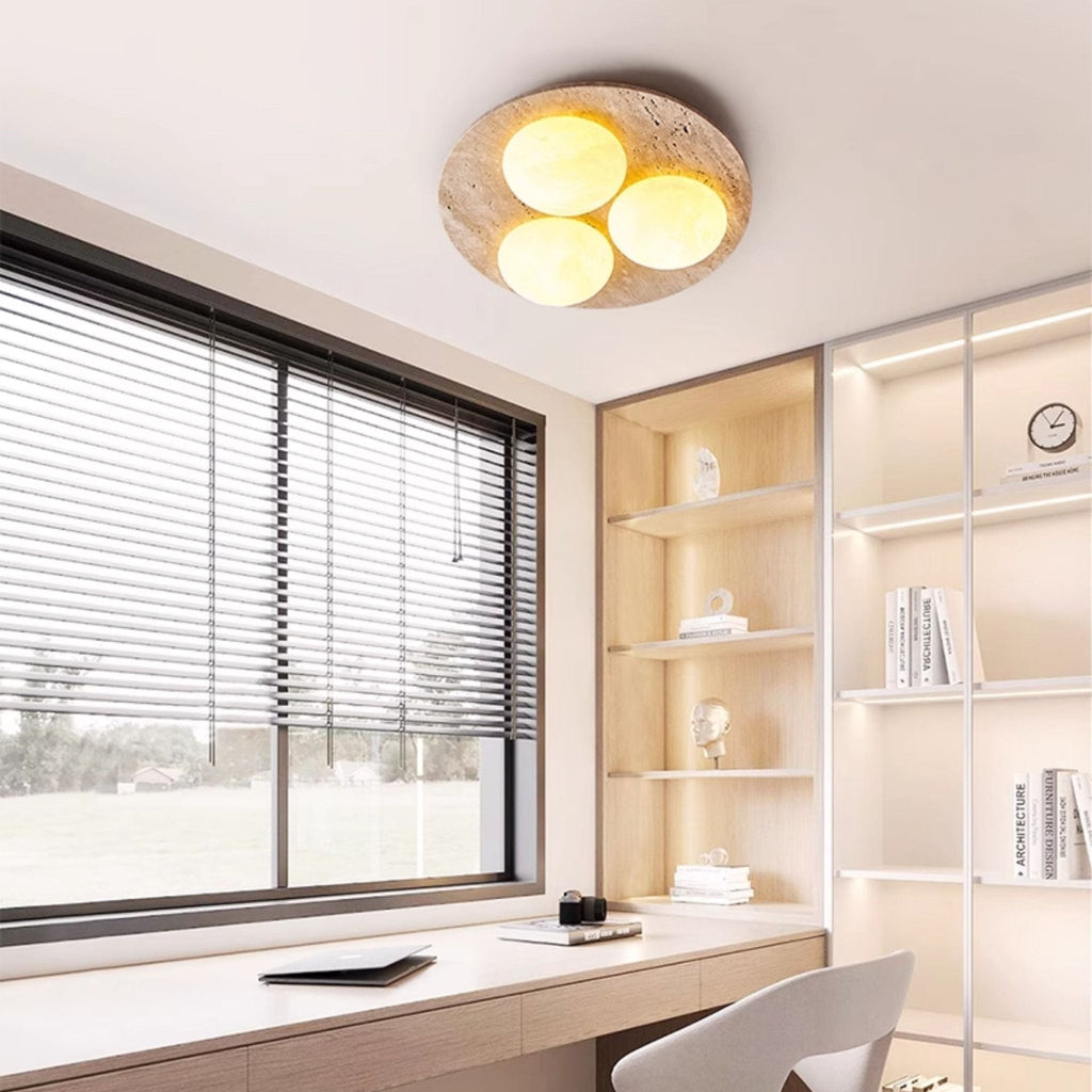 Lunara Travertine Orb Ceiling Light