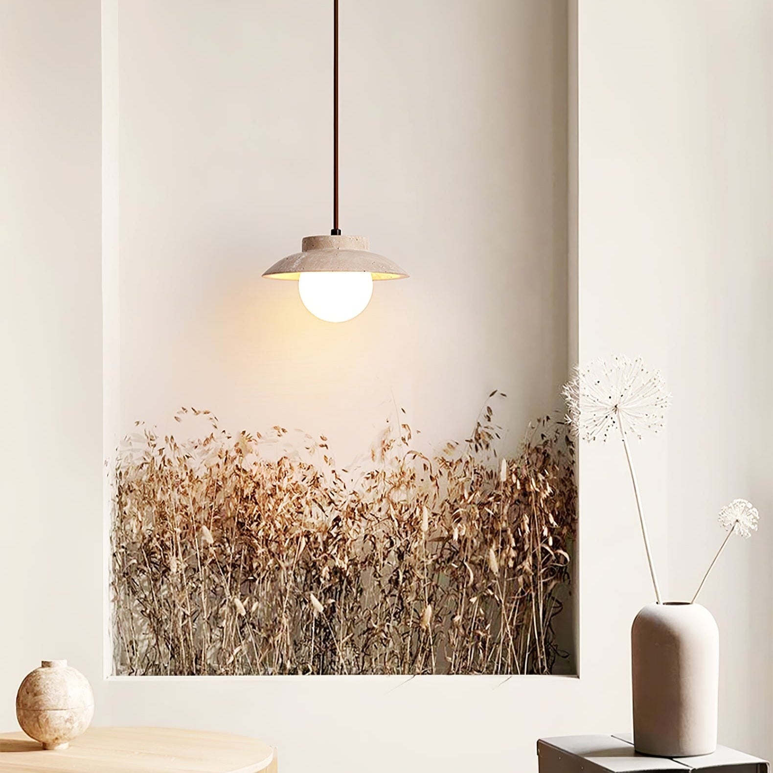 Luneva Travertine Orb Pendant