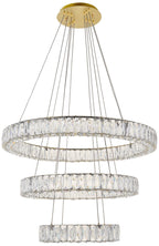 Monroe 31 1/2" Wide Gold and Crystal 3-Tier LED Chandelier
