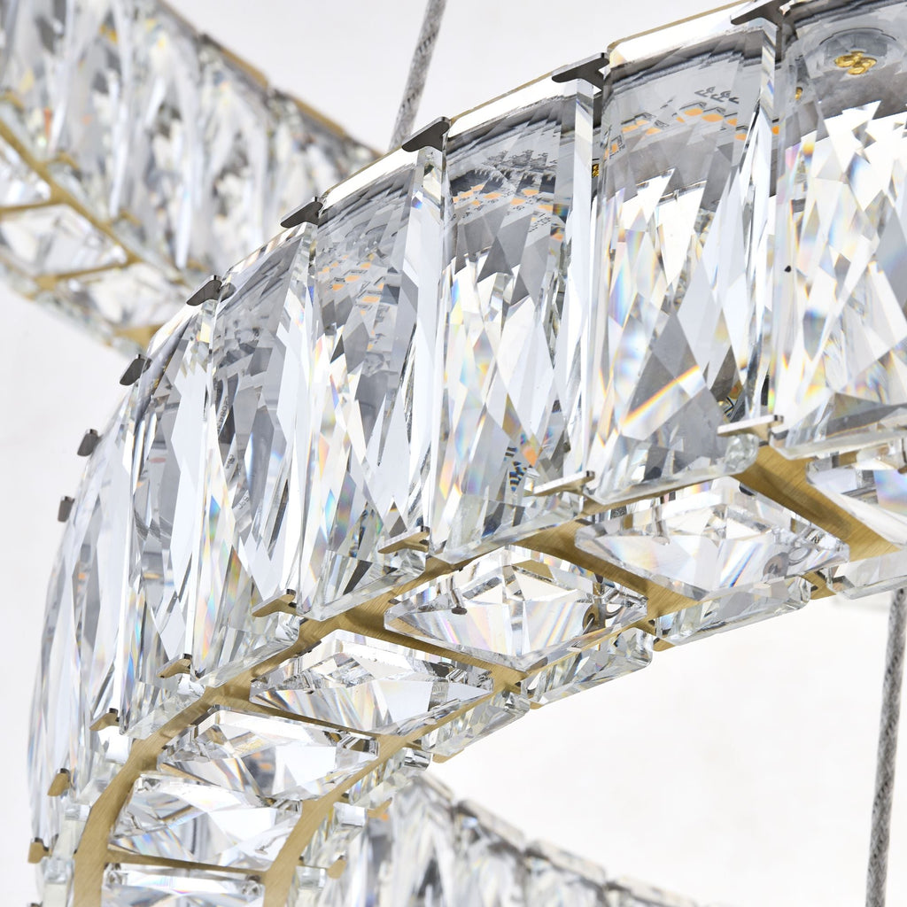 Monroe 31 1/2" Wide Gold and Crystal 3-Tier LED Chandelier
