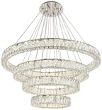 Monroe 42" Wide Chrome and Crystal 4-Tier LED Chandelier