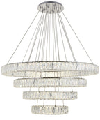 Monroe 42" Wide Chrome and Crystal 4-Tier LED Chandelier