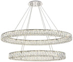 Monroe 48" Wide Chrome and Crystal 2-Tier Oval LED Chandelier