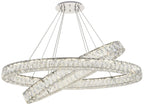 Monroe 48" Wide Chrome and Crystal 2-Tier Oval LED Chandelier
