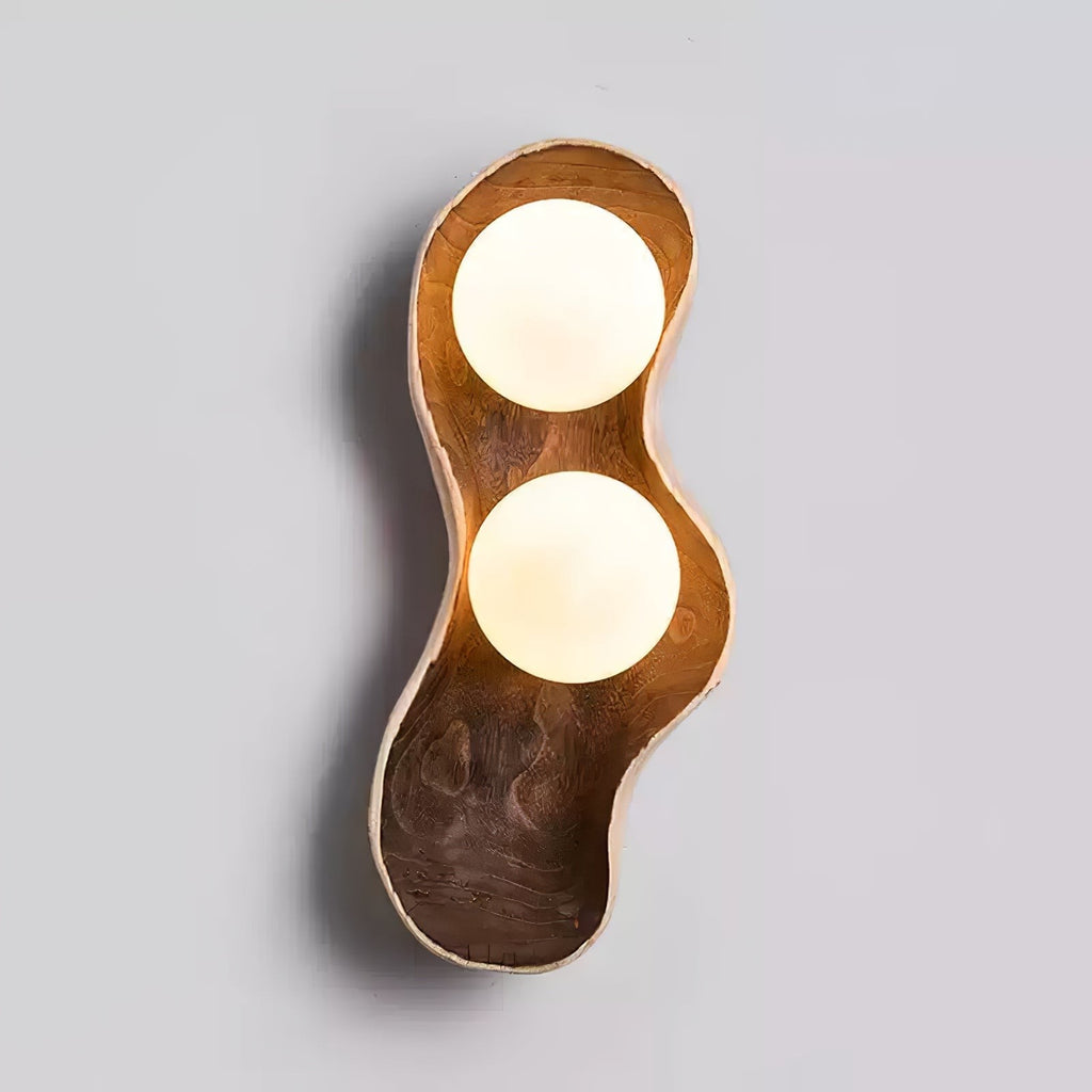 Natura Dual Orb Wooden Wall Sconce