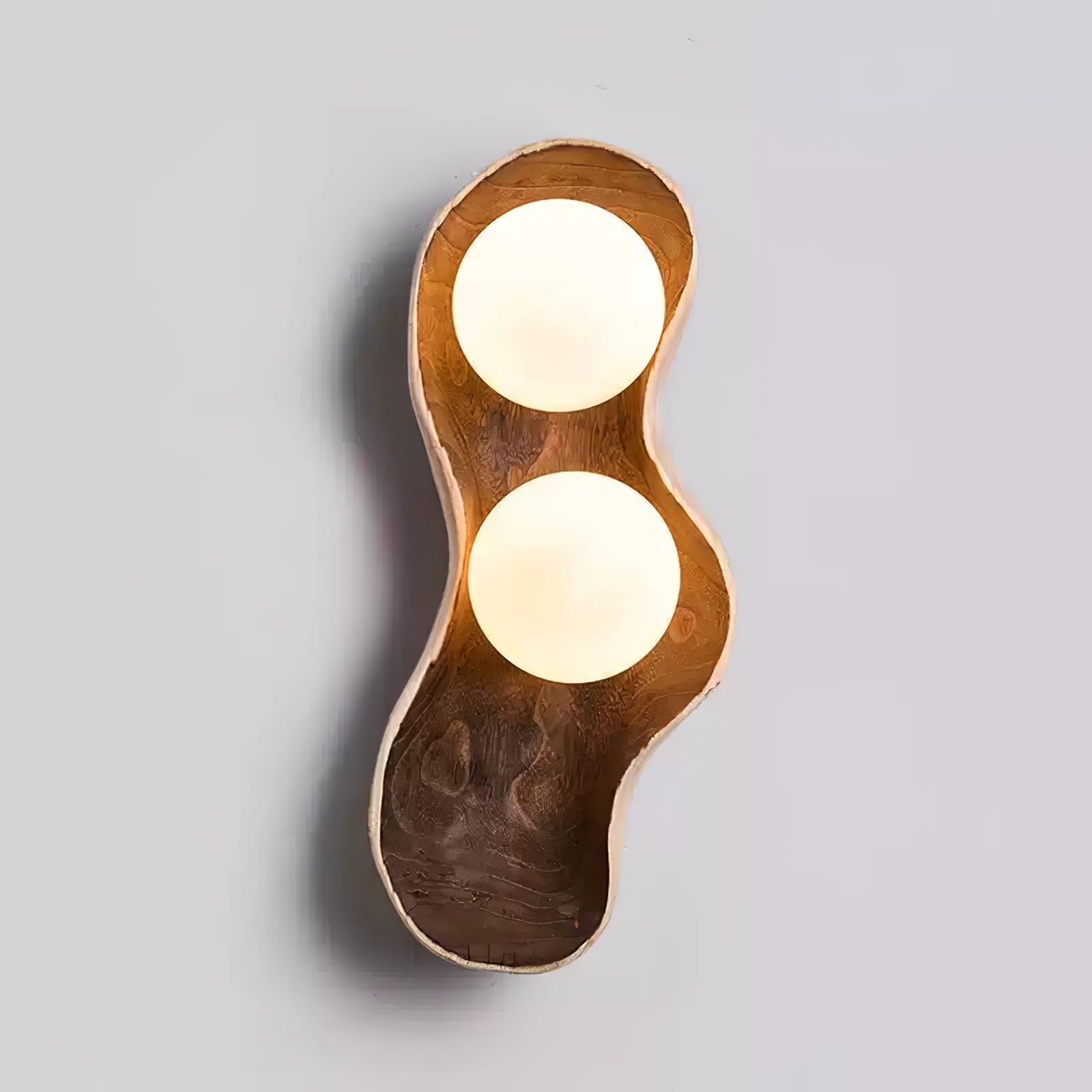 Natura Dual Orb Wooden Wall Sconce