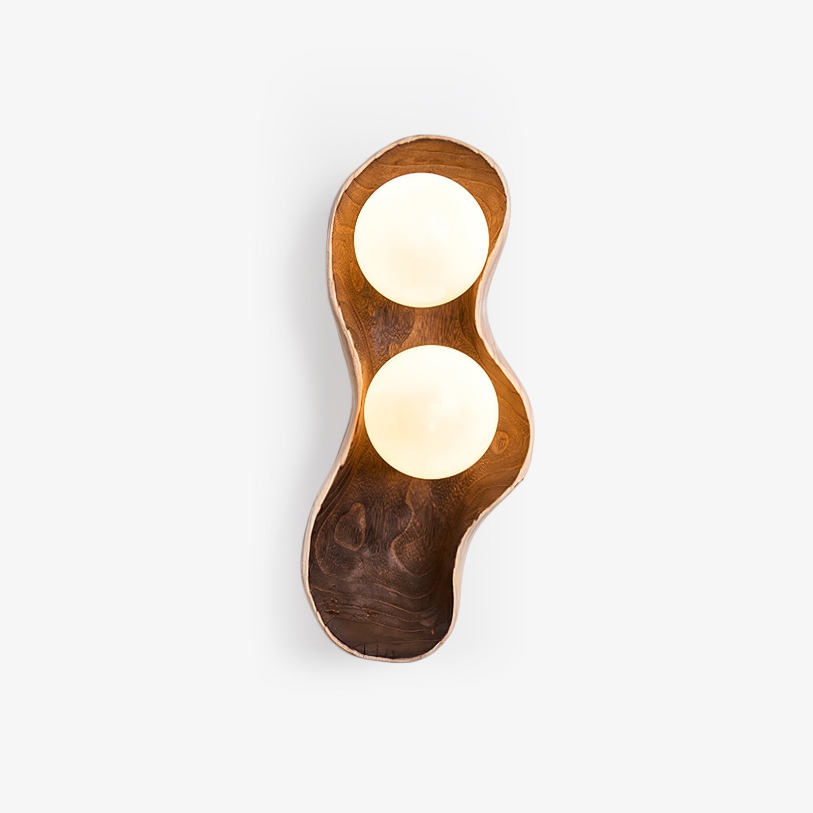 Natura Dual Orb Wooden Wall Sconce