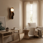 Natura Dual Orb Wooden Wall Sconce