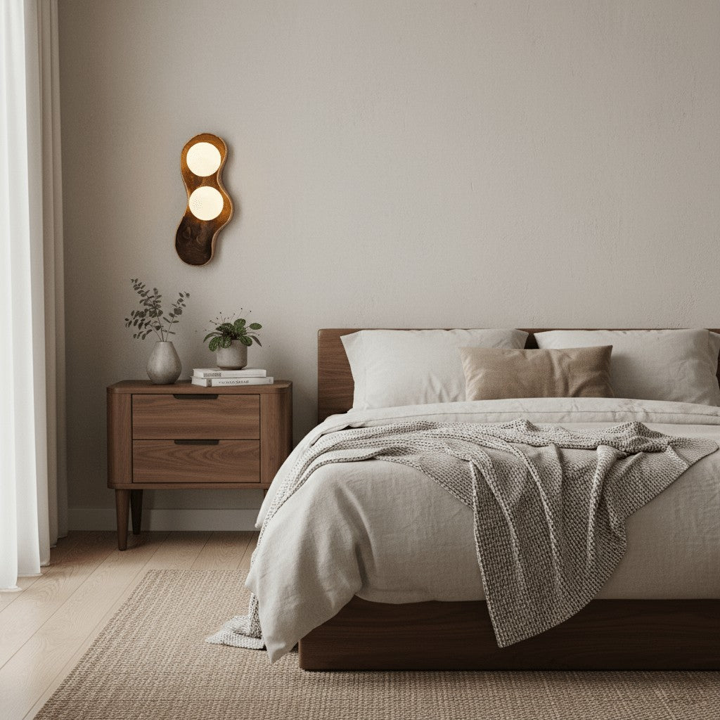 Natura Dual Orb Wooden Wall Sconce