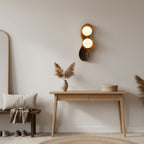 Natura Dual Orb Wooden Wall Sconce