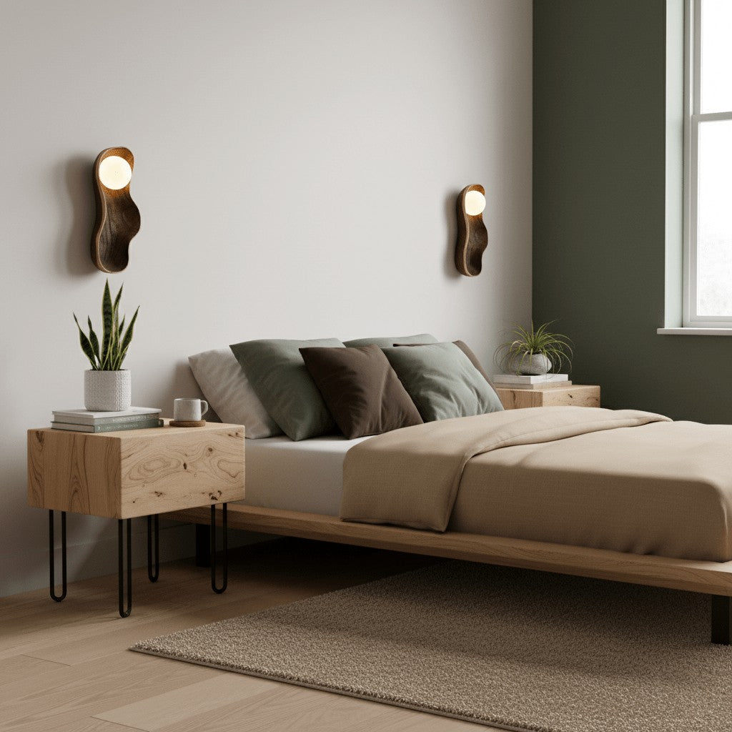 Natura Dual Orb Wooden Wall Sconce