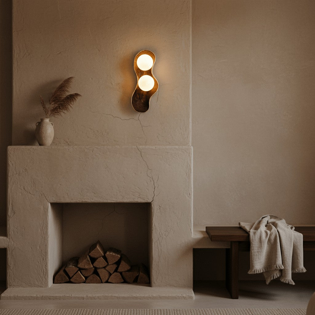 Natura Dual Orb Wooden Wall Sconce