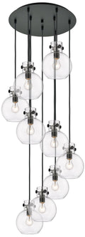 Newton Sphere 39.75"W 5 Light Brushed Brass Linear Pendant w/ Smoke Sh