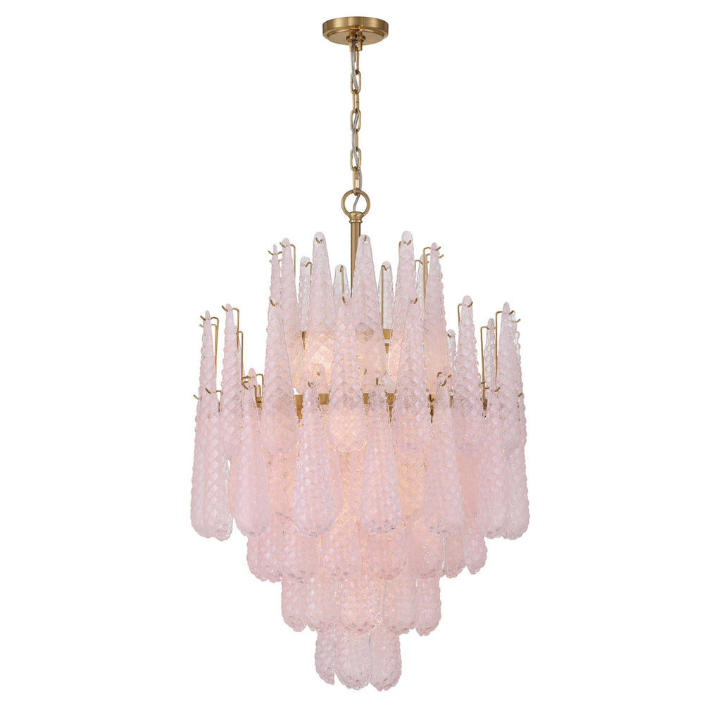 Ollie 26.25'' Aged Brass Chandelier Pink 26.25"W x 36.75"H x 26.25"D
