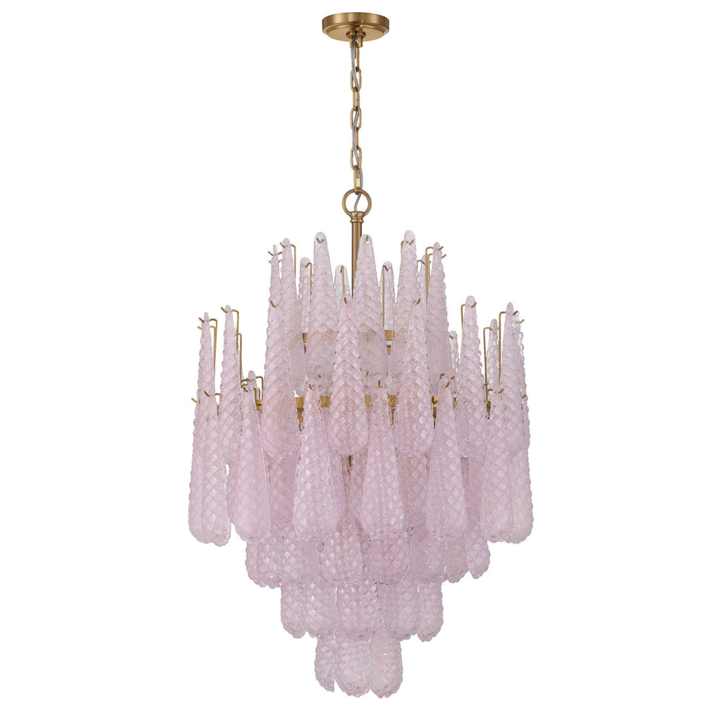 Ollie 26.25'' Aged Brass Chandelier Pink 26.25"W x 36.75"H x 26.25"D
