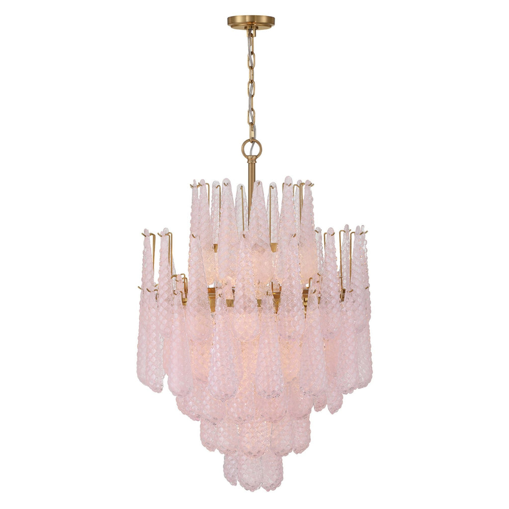 Ollie 26.25'' Aged Brass Chandelier Pink 26.25"W x 36.75"H x 26.25"D