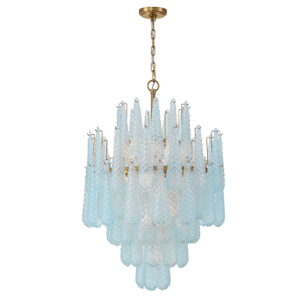 Ollie 26.25'' Aged Brass Chandelier Blue 26.25"W x 36.75"H x 26.25"D