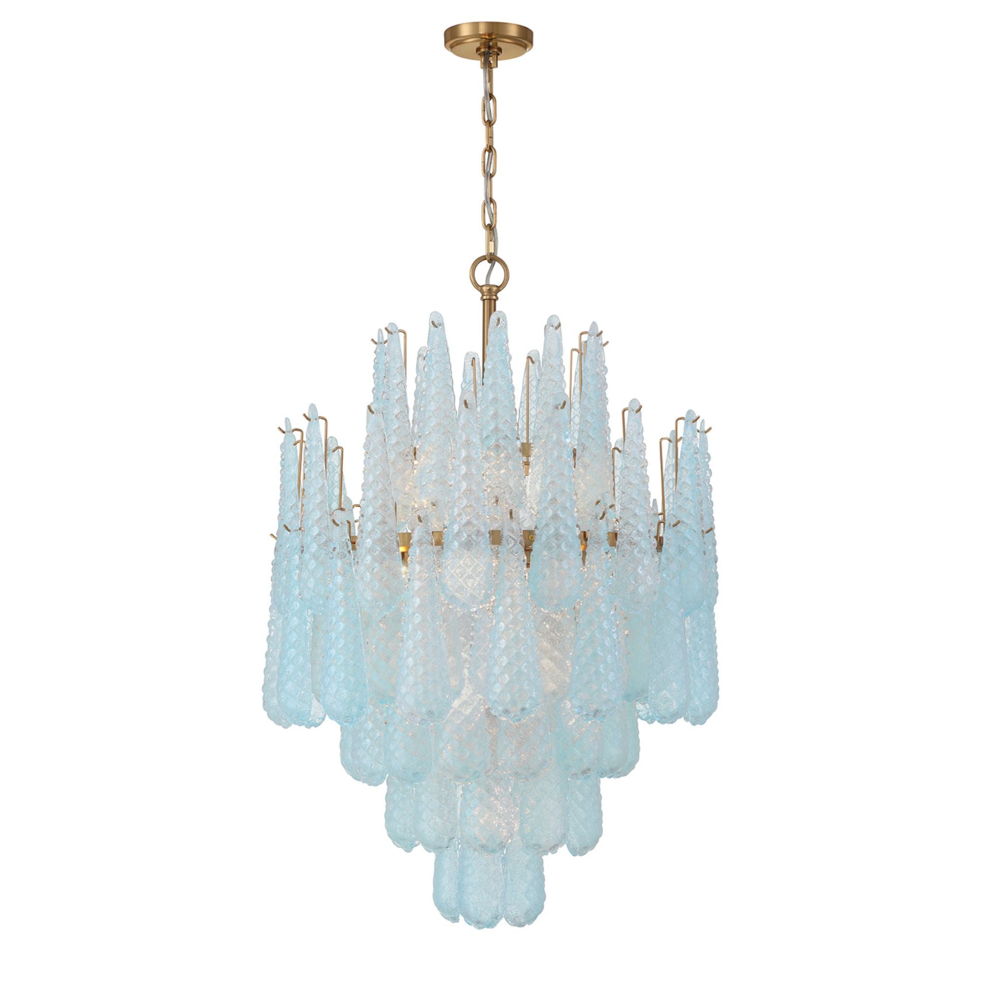 Ollie 26.25'' Aged Brass Chandelier Blue 26.25"W x 36.75"H x 26.25"D