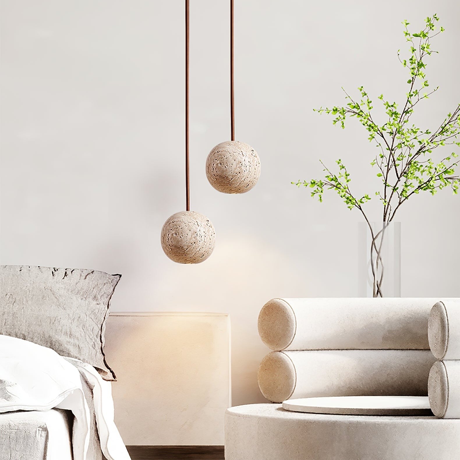 Orvella Travertine Sphere Pendant