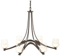 Oval Ribbon 38.5" Wide 6 Arm Bronze Chandelier With Opal and Clear Gla