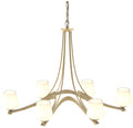 Oval Ribbon 38.5" Wide 6 Arm Modern Brass Chandelier With Opal Glass