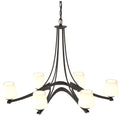 Oval Ribbon 38.5" Wide 6 Arm Oil Rubbed Bronze Chandelier With Opal Gl