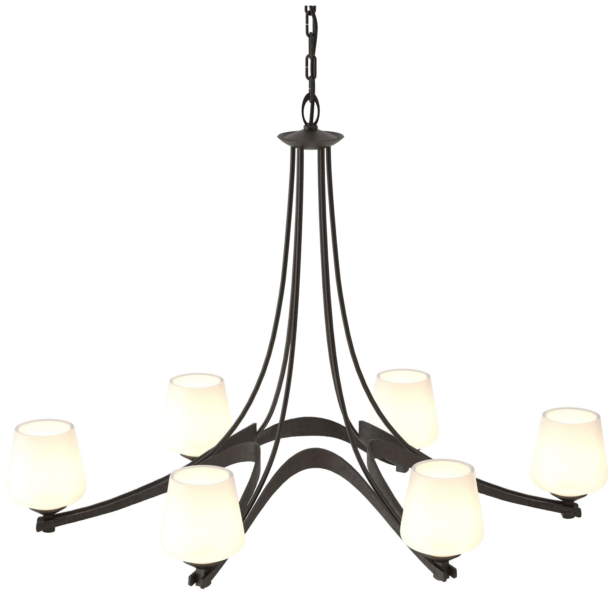 Oval Ribbon 38.5" Wide 6 Arm Oil Rubbed Bronze Chandelier With Opal Gl