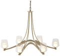 Oval Ribbon 38.5" Wide 6 Arm Soft Gold Chandelier With Opal and Clear