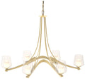 Oval Ribbon 38.5"W 6 Arm Modern Brass Chandelier With Opal and Clear G