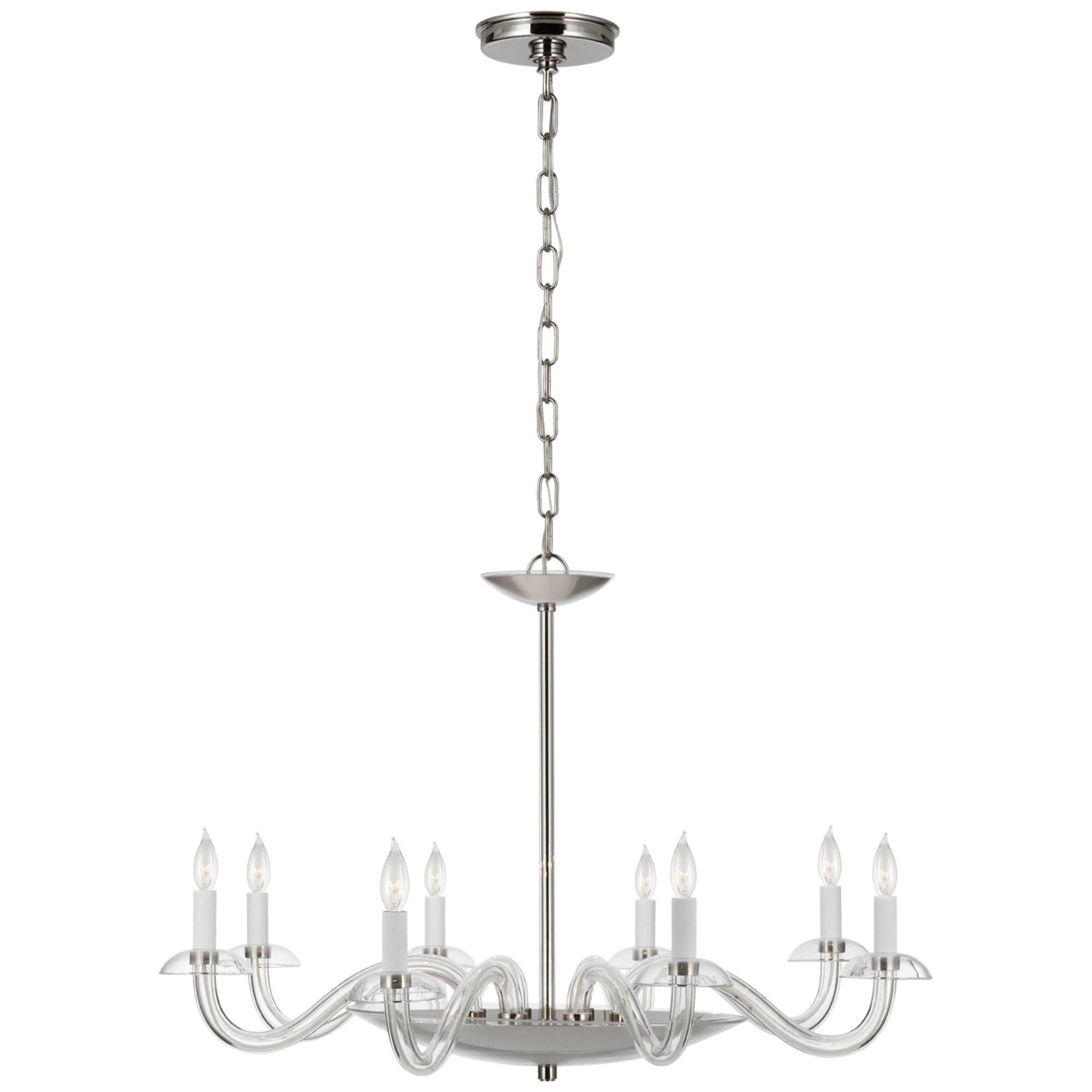 Paloma Contreras Brigitte Large Chandelier in Clear Glass and Polished Nickel Ceiling Light W34.75" x H23.25"