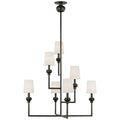 Paloma Contreras Comtesse XL Offset Chandelier in Bronze with Linen Shades Ceiling Light W38.5"