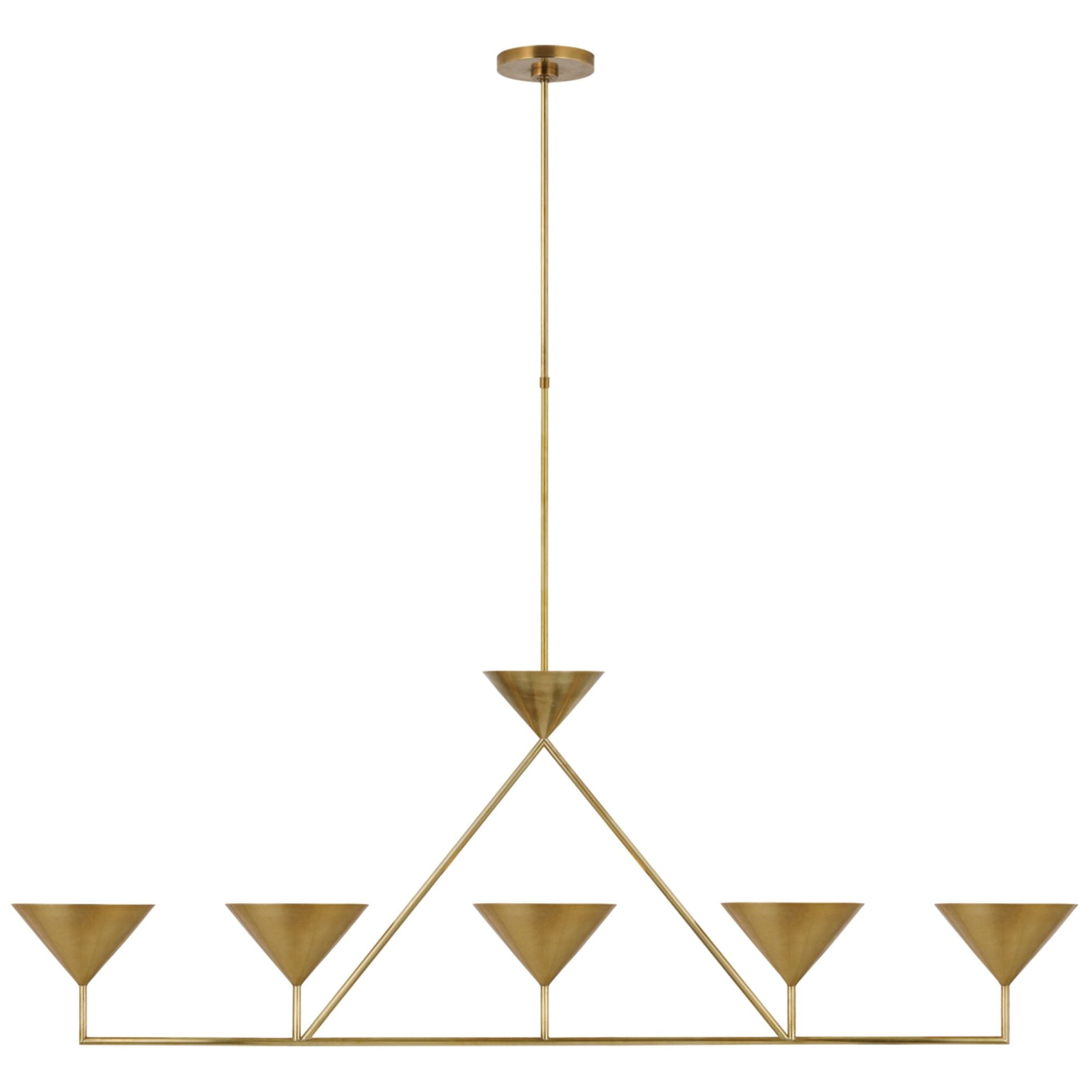 Paloma Contreras Orsay XL 5-Light Linear Chandelier in Hand-Rubbed Antique Brass Ceiling Light W60.25" x 8.25"