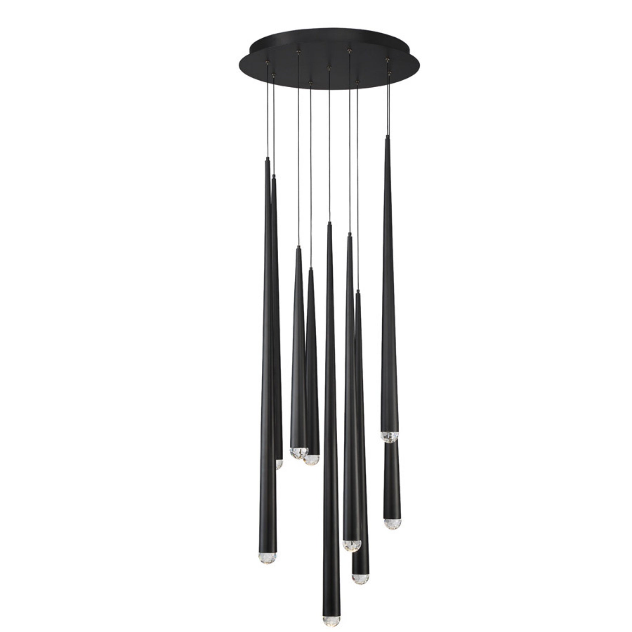 Modern Forms PD-41709R-BK 3500K 63 Watt Cascade Crystal LED Round Chandelier in Black