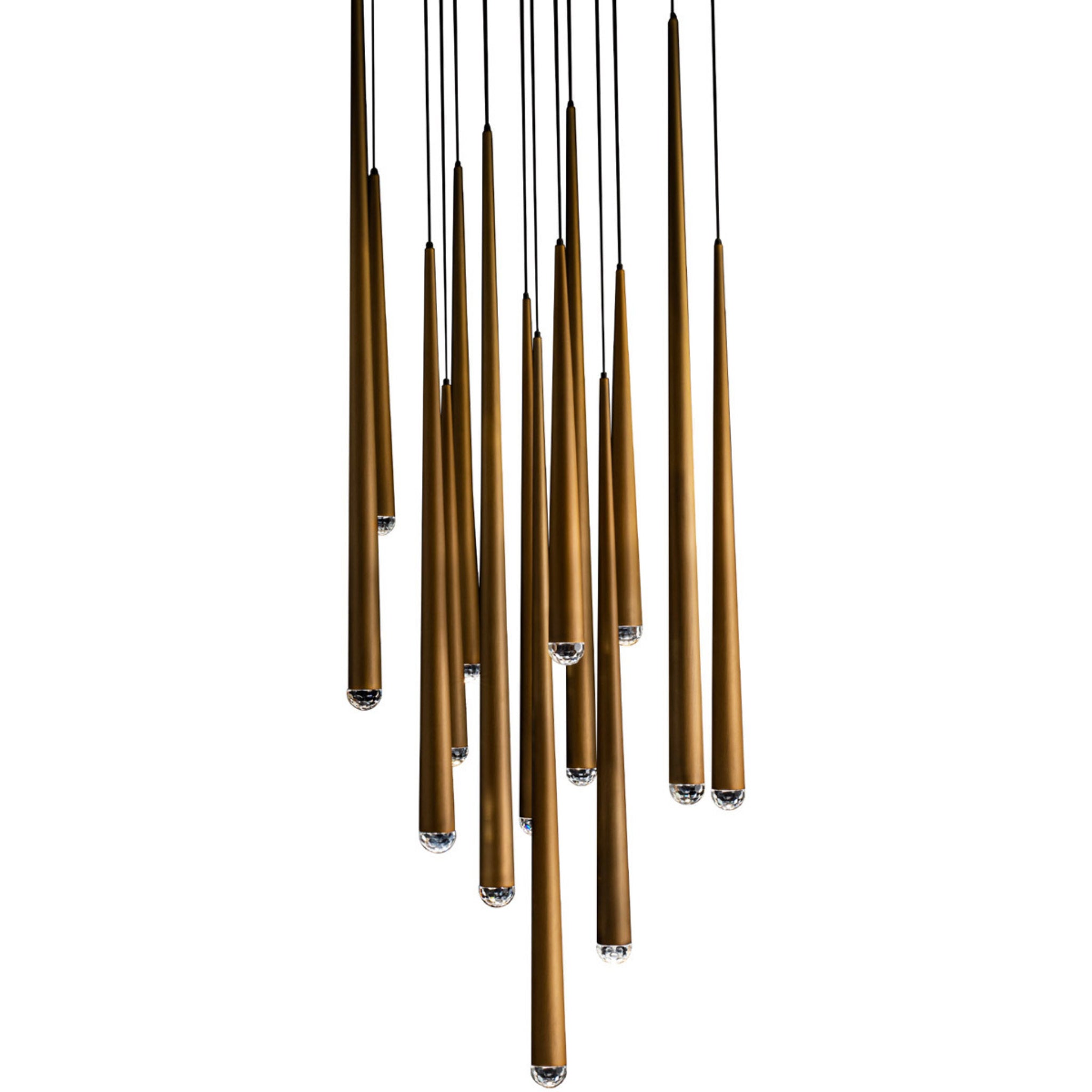 Modern Forms PD-41715R-AB 3500K 105 Watt Cascade Crystal LED Round Chandelier in Aged Brass